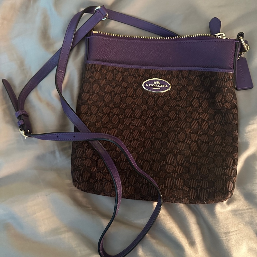 Purple and brown Coach crossbody